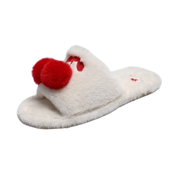SBYOJLPB Women's Winter Slipper with Plush Decoration Casual Indoor Open-Toe Slippers