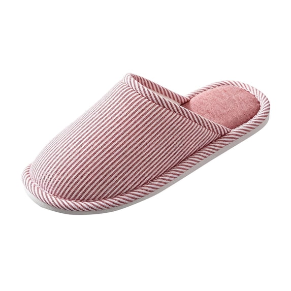 SBYOJLPB Women's Winter Striped Slippers Comfortable Warm Indoor Closed-Toe Slippers