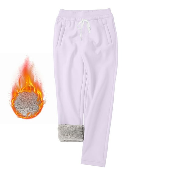 SBYOJLPB Women's Winter Warm Lined Sweatpants with Pockets Jogger Pants Villus Pants Purple 4(S)