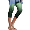 thumbnail image 1 of SBYOJLPB Womens Capri Pants for Summer Women's Summer Casual Elastic Waist Printed Cropped Pants Green 10(XL), 1 of 4