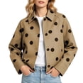 thumbnail image 1 of SBYOJLPB Womens Polka Dot Coats Long Sleeve Lapel Button Waterproof Casual Short Coat for Cozy Everyday Wear, 1 of 8
