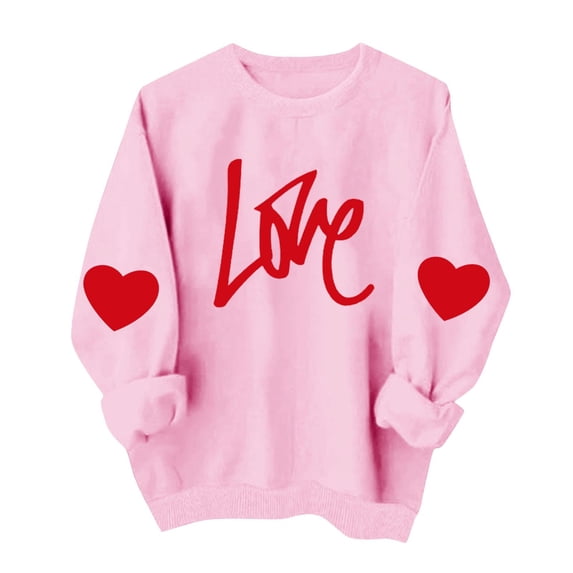 SBYOJLPB Womens Sweatshirt Long Sleeved Top Valentines Day Printed Round Neck Sweatshirt