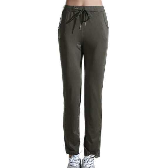 SBYOJLPB Womens Yoga Full Length Pants Solid Color Elastic Waist Drawstring with Pockets Loose Trousers for Workout Running