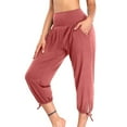 thumbnail image 1 of SBYOJLPB Womens Yoga Pants Capri Loose Workout Sweatpants Comfy Lounge Joggers with Pockets Pink 4(S), 1 of 8