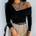 thumbnail image 1 of SBYOJLPB off-the-Shoulder Top Clearance Women Sexy Solid Slim Fit off Shoulder Pullover Long Sleeve Blouse Tops Rollbacks, 1 of 7
