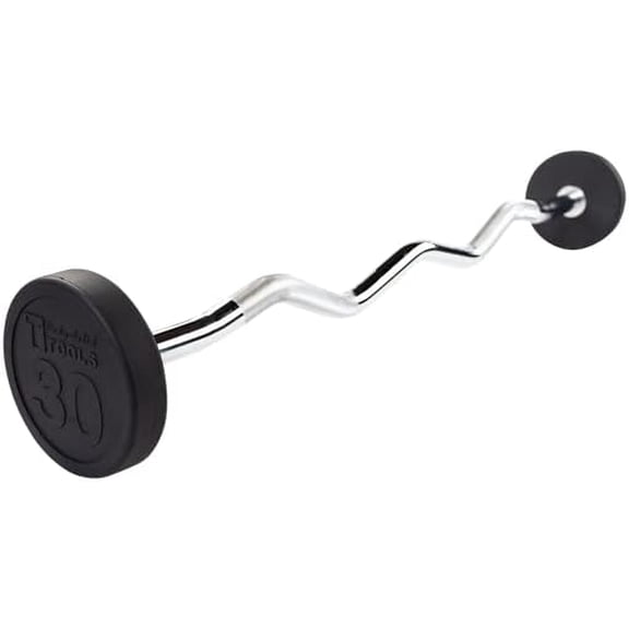 SBZ30 Rubber Coated Fixed Weights Straight Barbell for Weightlifting Exercise Bodybuilding Strength Training, 30lb Midnight Black