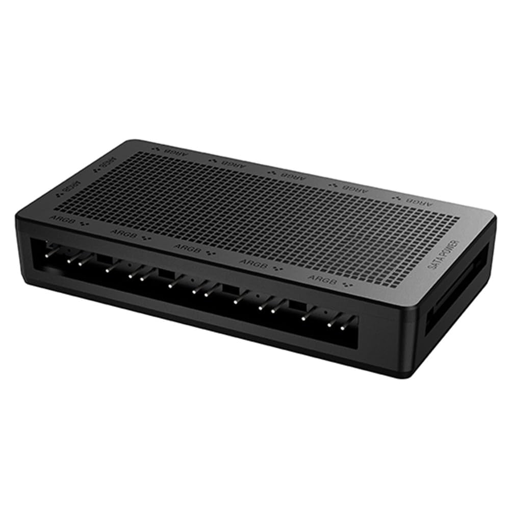 SC 1to12 ARGB Fan Hub 12-Port | Magnetic 5V 3-Pin RGB Hub With SATA Power