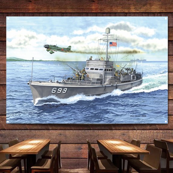 SC-497-class submarine chaser Battleship Wall Art Banners Hanging Flags Wall Chart Warship Art Poster Canvas Print Art Painting Home Decor Tapestry Best Gifts for Military Fans,38X57 inches