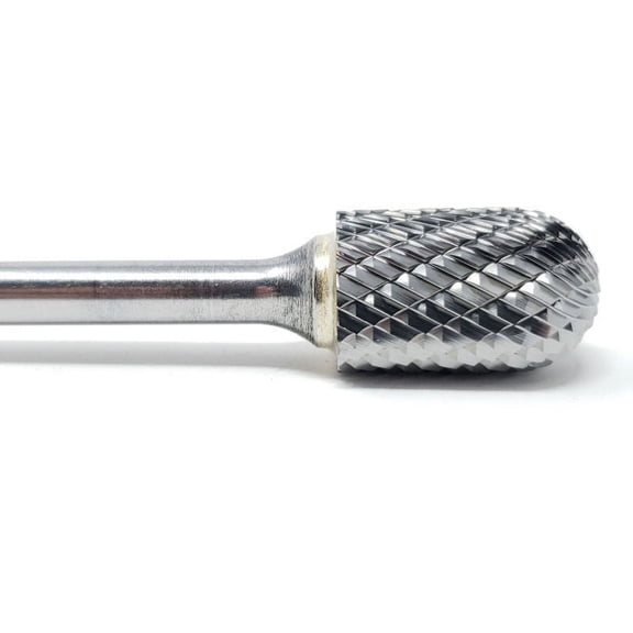 HELONGCO SC-6 Double Cut Cylindrical Radius End 5/8" x 1" Carbide Burr Bit 1/4" Shank