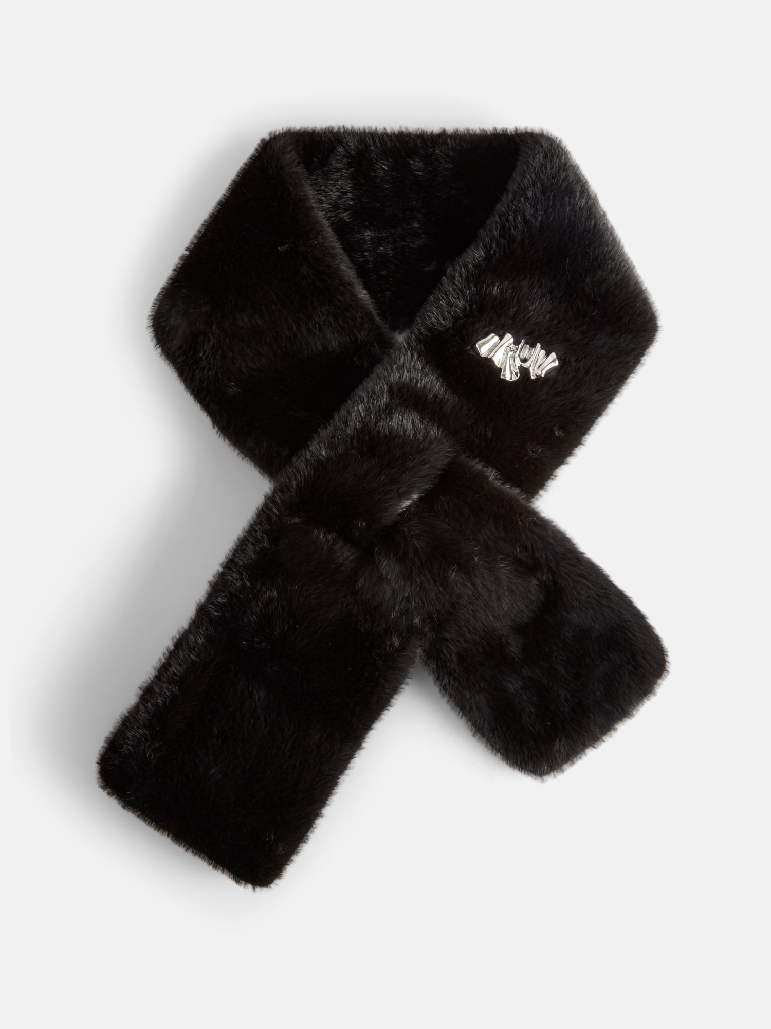 Scoop Women's Faux Fur Scarf, Black Soot