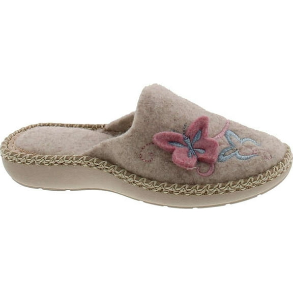 SC Home Collection Girls 18317 Natural Wool Butterly Embroidered House Slippers Made in Europe