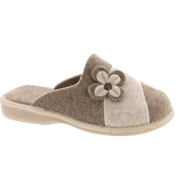 SC Home Collection Womens 12217 Natural Wool Flower Cozy House Slippers Made in Europe