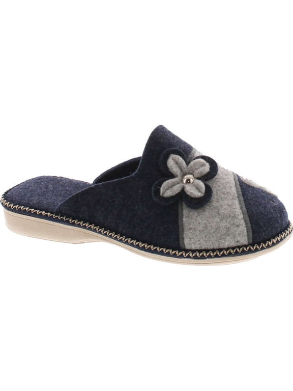 Womens 12217 Natural Wool Flower Cozy House Slippers Made in Europe