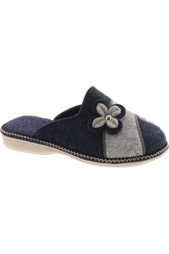 Womens 12217 Natural Wool Flower Cozy House Slippers Made in Europe