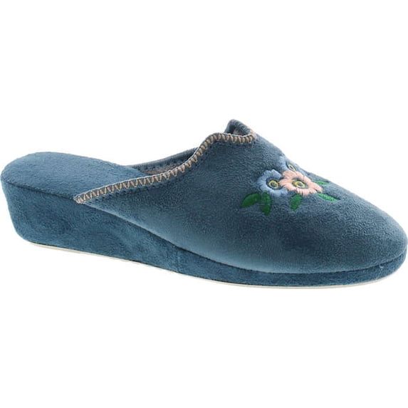SC Home Collection Womens 17017 Plush Flower Embroidered House Slipper Made in Europe