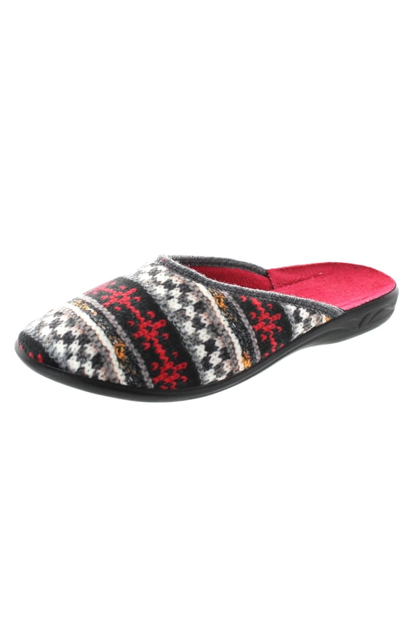 Womens Comfortable Cozy Closed Toe Knit Print Slippers