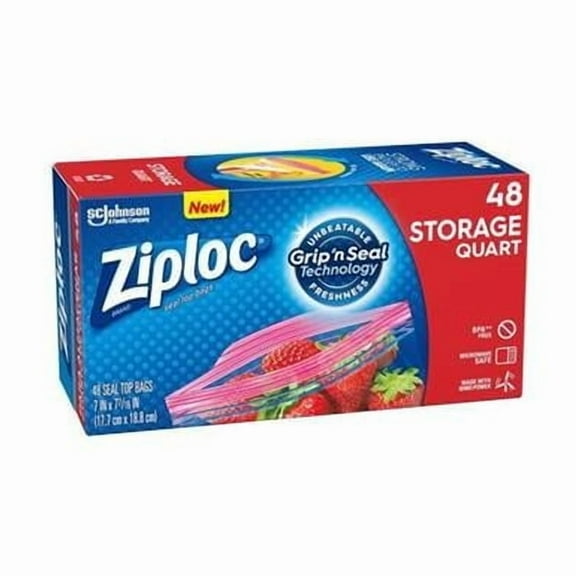 SC Johnson 314469 1 qt. 9.63 x 8.5 in. Double Zipper Storage Bags, Clear