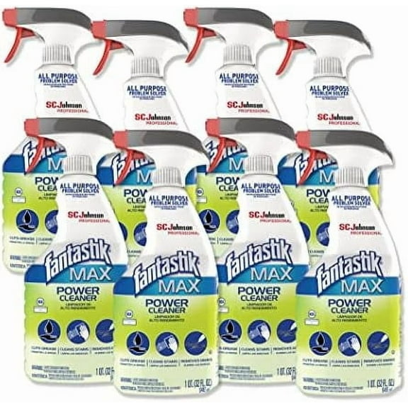SC Johnson Professional Fantastik Max Power Cleaner, Cleans Multiple Surfaces, Great for Removing Marker and Heel Scuffs, Trigger 32 oz, 8 Count