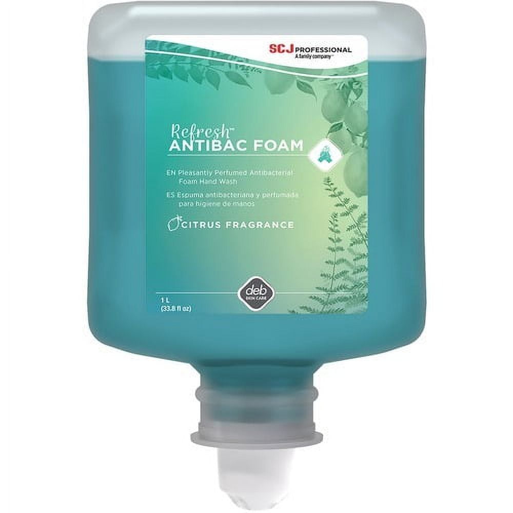 SC Johnson Refresh Foam Hand Soap 33.8 fl oz (1000 mL) - Bacteria Remover - Hand - Green - Non-drying - 6 / Carton