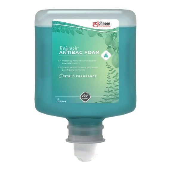 SC Johnson Refresh Foam Hand Soap 33.8 fl oz (1000 mL) - Bacteria Remover - Hand - Green - Non-drying - 6 / Carton