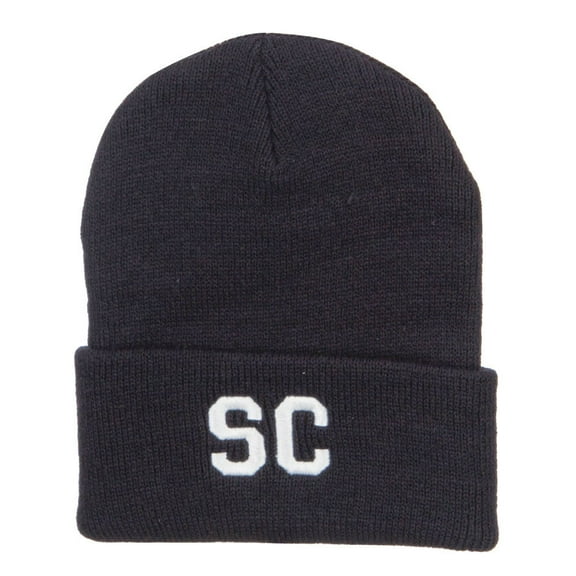 SC South Carolina Embroidered Long Beanie - Black OSFM