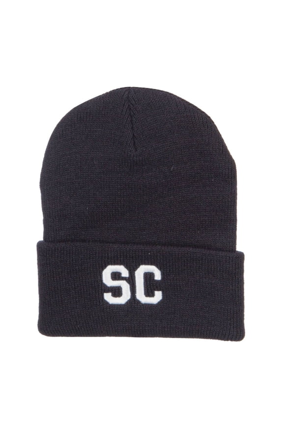 SC South Carolina Embroidered Long Beanie - Black OSFM