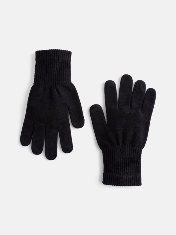 Women's Tech Touch Knit Gloves, Black Soot
