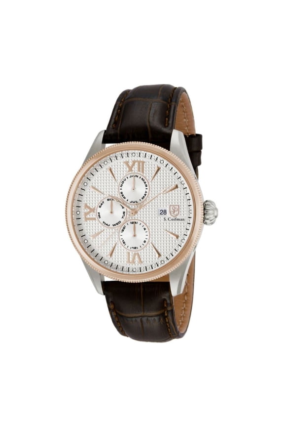 SC0170 Men's Quartz Brown Leather Strap Silver Dial Watch