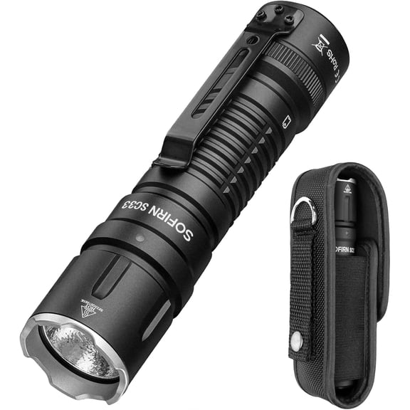 SC33 Tactical Flashlight with Holster, 5200LM Super Bright USB-C Rechargebale Duty Light, IPX8 Waterproof, Powerful EDC Light with Tail Switch for Camping, Emergencie, Rescue, Inspection