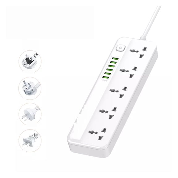 SC5614 Fast Charging Power Strip With 5 Universal Outlets 6USB Ports 2M Power Cord Extension Socket Home Charge Station