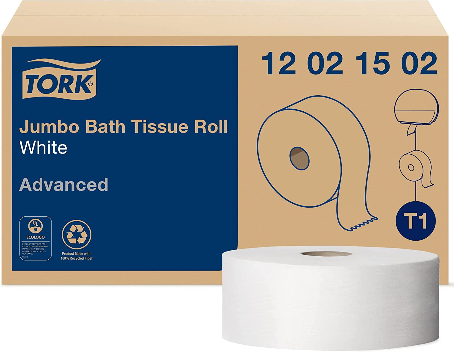Advanced White Jumbo Bath Tissue Roll, 2-Ply, 1600 Feet