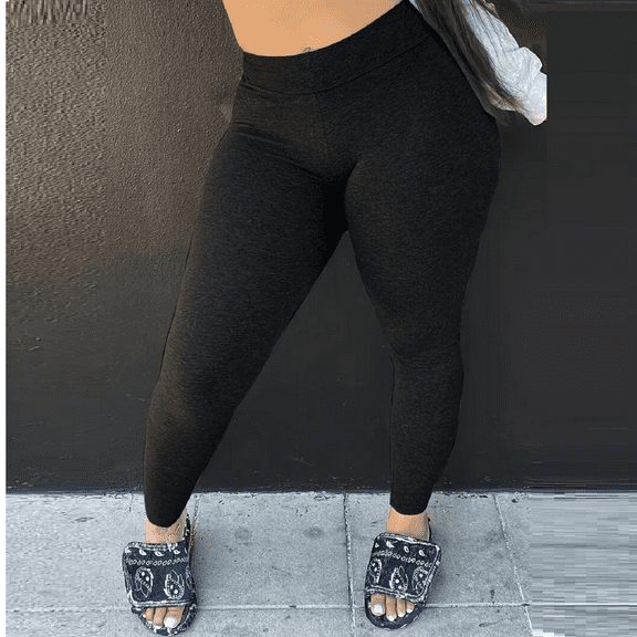 SCACTO Plus Size Skinny Pants for Women, Solid Color Yoga Casual Trousers
