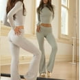 thumbnail image 1 of SCACTO Women's Long Sleeve 2-Piece Sports Suit, High Waisted Flared Pants Leisure Streetwear, 1 of 5