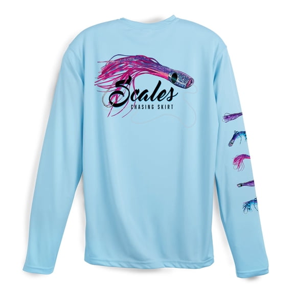 SCALES Chasing Skirts Long Sleeve Performance Shirt Light Blue, 2XLarge