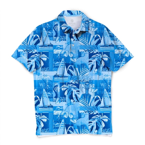 SCALES FLA Living Short Sleeve Polo Blue, 3XLarge