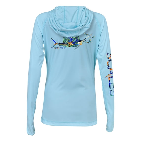 SCALES Fly Sail Pro Performance Womens Hoodie Light Blue, Medium