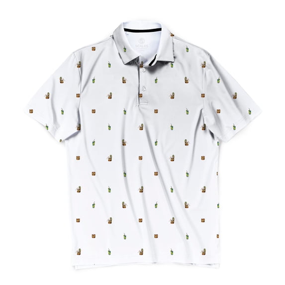 SCALES Happy Hour Short Sleeve Polo White, XLarge