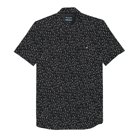 SCALES Jaws Button Down Short Sleeve Grey, Medium Buttondown Shirt