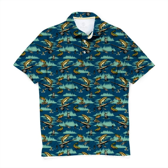 SCALES Johnny Fly Rod Short Sleeve Polo Marine, XLarge
