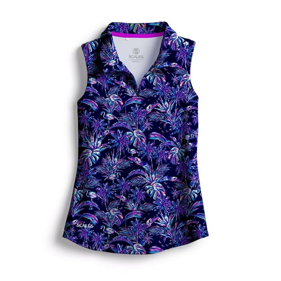 SCALES Mahi Mahi Womens Sleeveless Polo Navy, 2XLarge