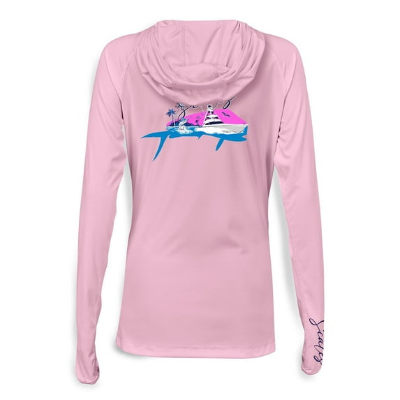 SCALES Mahi Slam Womens Hooded Performance Shirt Light Pink, Large Hoodie
