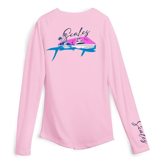 SCALES Mahi Slam Womens Sleeve Performance Shirt Light Pink, Medium Long Sleeve Shirt
