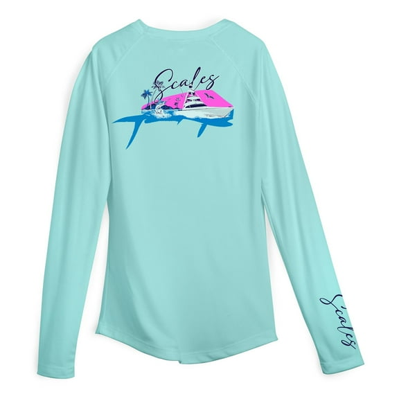 SCALES Mahi Slam Womens Sleeve Performance Shirt Seafoam, Medium Long Sleeve Shirt
