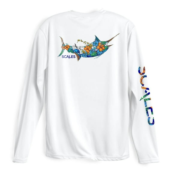 SCALES Men's 808 Marlin Sleeve Performance Shirt White, Large Long Sleeve Shirt