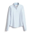 thumbnail image 1 of SCALES Nautical Sail Womens Long Sleeve Quarter-Zip White, Powder Blue, Small, 1 of 3