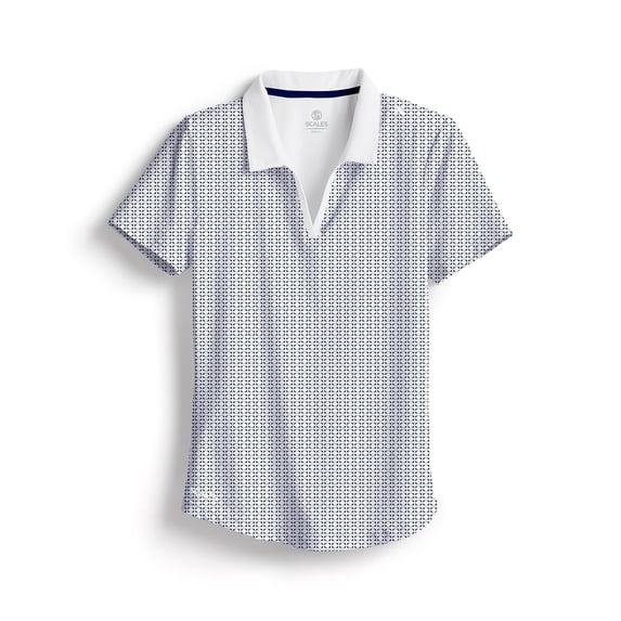 SCALES Nautical Sail Womens Short Sleeve Polo White, Navy, XLarge