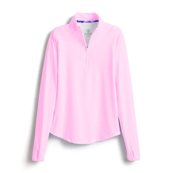 SCALES Offshore Core Womens Sleeve Quarter-Zip Light Pink, Large Long Sleeve Shirt