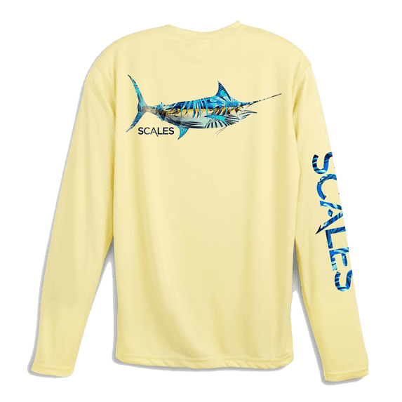 SCALES PRO Tropical Marlin Womens Performance Yellow, XLarge Long Sleeve