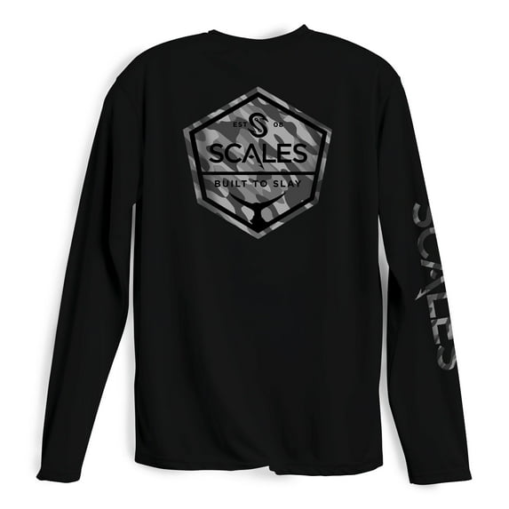 SCALES Tails Up Camo Long Sleeve Performance Black, XLarge