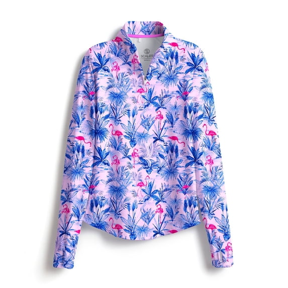 SCALES The Flamingo Womens Long Sleeve Quarter-Zip Light Pink, XSmall
